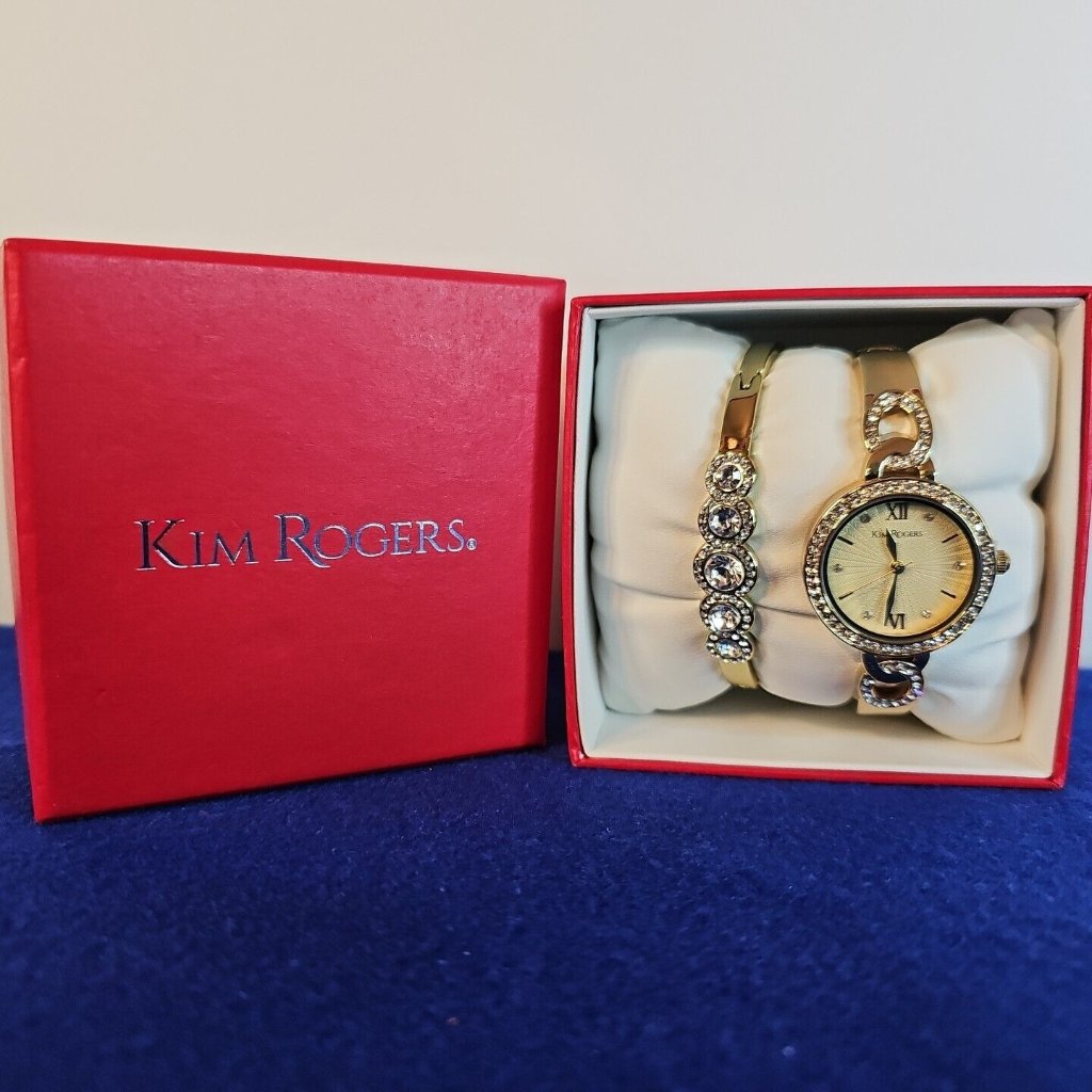 Kim Rogers Sm Women Rhinestone Watch Bracelet Krb8130gd Gold Toned Battery Glam 27$